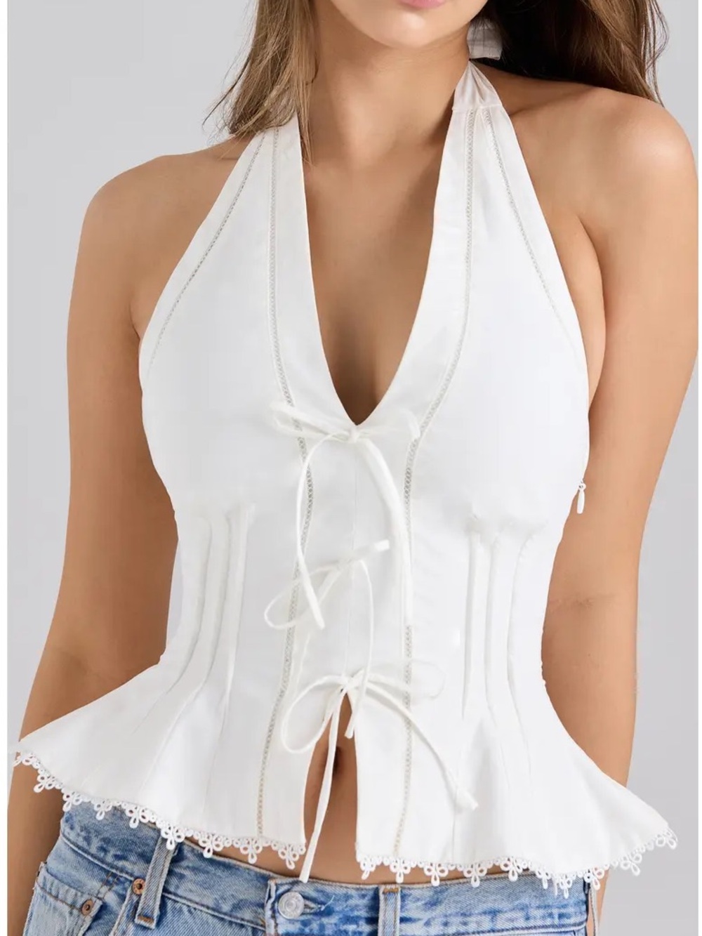 House of CB White Peplum Top